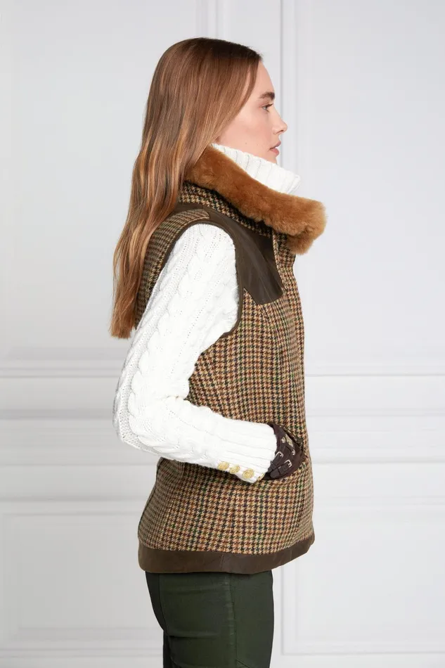 Holland Cooper Tailoring Women Aviator Gilet Hailes Green Tweed