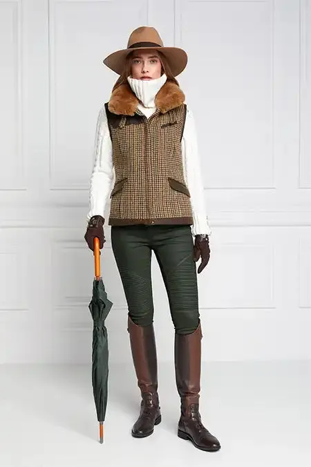Holland Cooper Tailoring Women Aviator Gilet Hailes Green Tweed