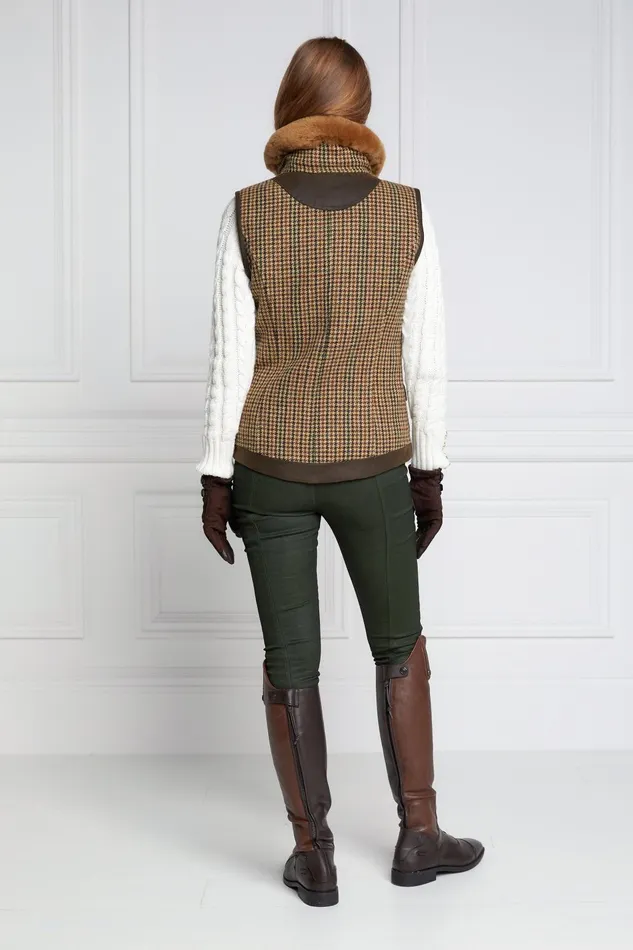 Holland Cooper Tailoring Women Aviator Gilet Hailes Green Tweed