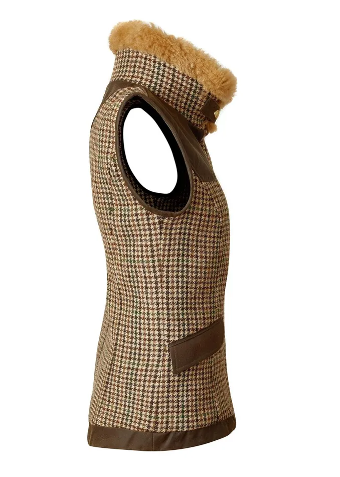 Holland Cooper Tailoring Women Aviator Gilet Hailes Green Tweed