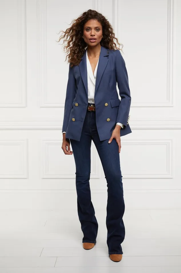 Holland Cooper Tailoring Women Double Breasted Blazer Denim
