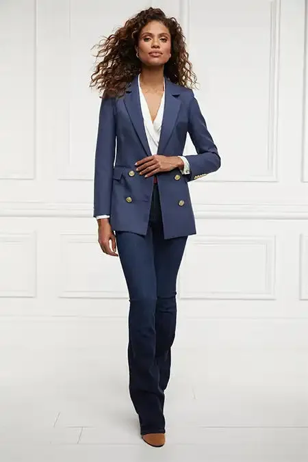 Holland Cooper Tailoring Women Double Breasted Blazer Denim