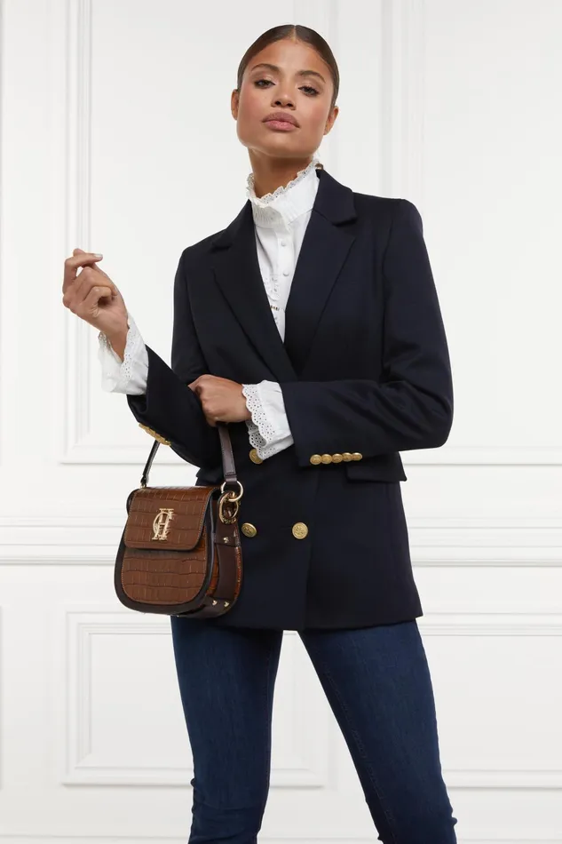 Holland Cooper Tailoring Women Double Breasted Blazer Navy Twill