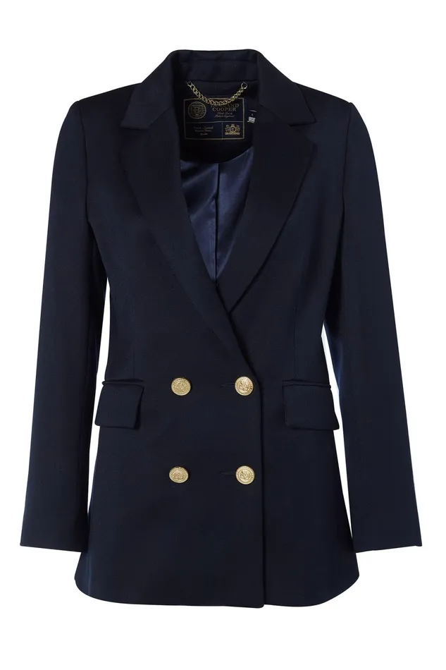 Holland Cooper Tailoring Women Double Breasted Blazer Navy Twill