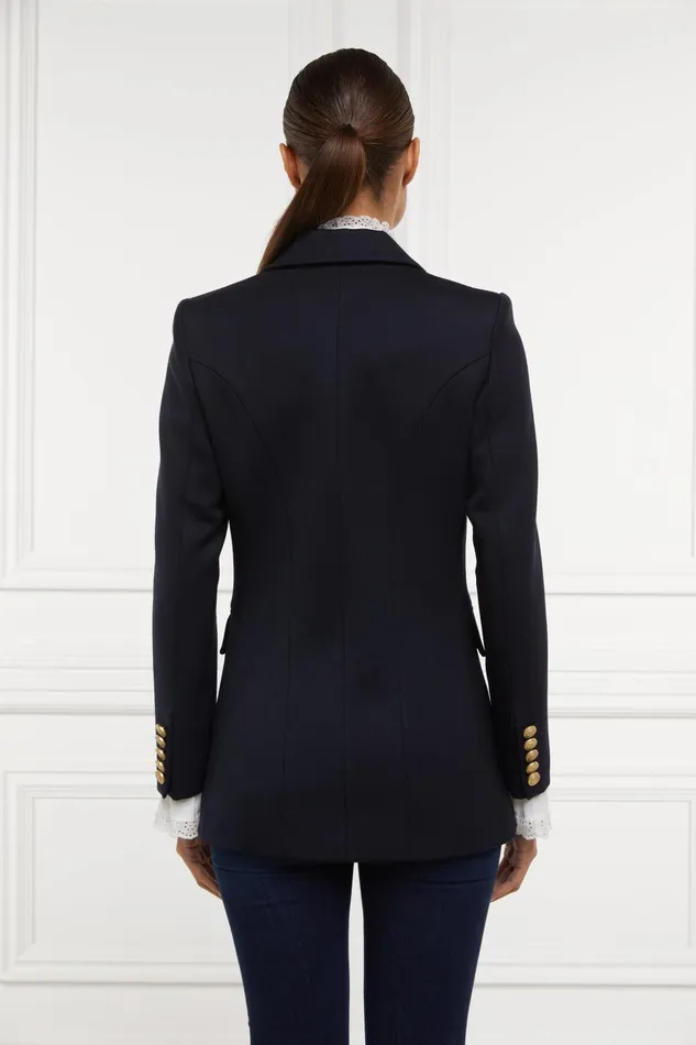 Holland Cooper Tailoring Women Double Breasted Blazer Navy Twill