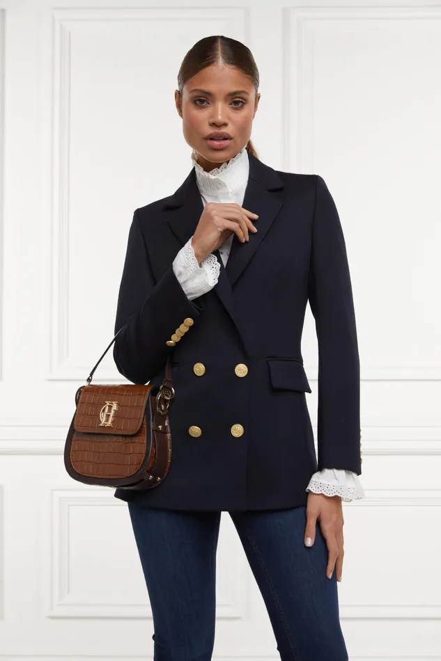 Holland Cooper Tailoring Women Double Breasted Blazer Navy Twill