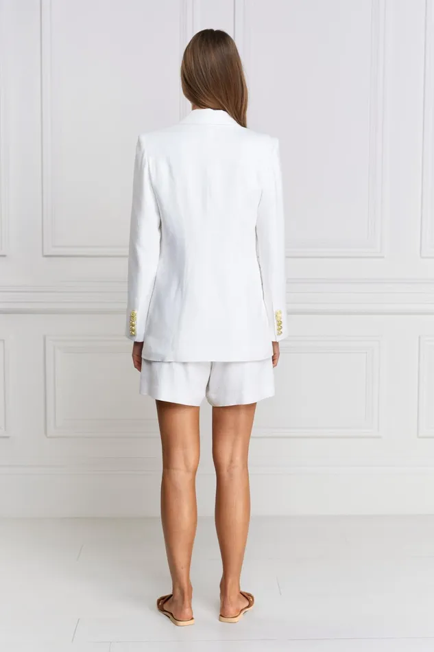 Holland Cooper Tailoring Women Double Breasted Blazer Oyster Linen