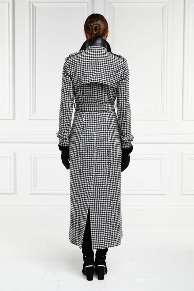 Holland Cooper Tailoring Women Full Length Marlborough Trench Coat Houndstooth