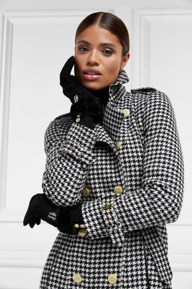 Holland Cooper Tailoring Women Full Length Marlborough Trench Coat Houndstooth