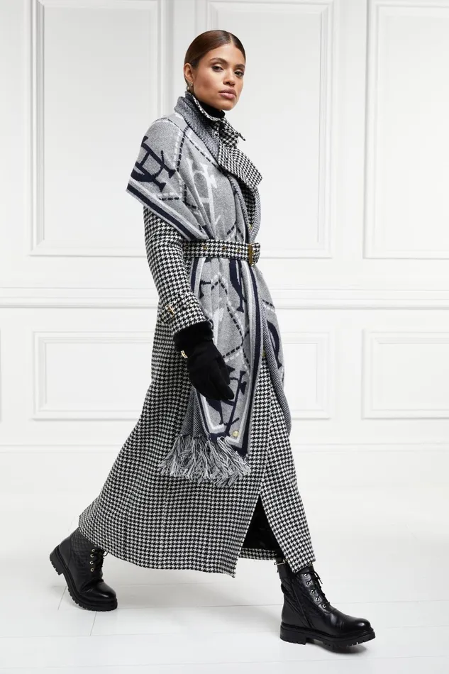 Holland Cooper Tailoring Women Full Length Marlborough Trench Coat Houndstooth
