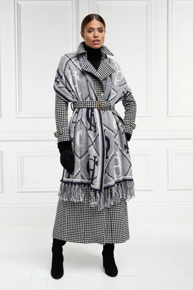 Holland Cooper Tailoring Women Full Length Marlborough Trench Coat Houndstooth