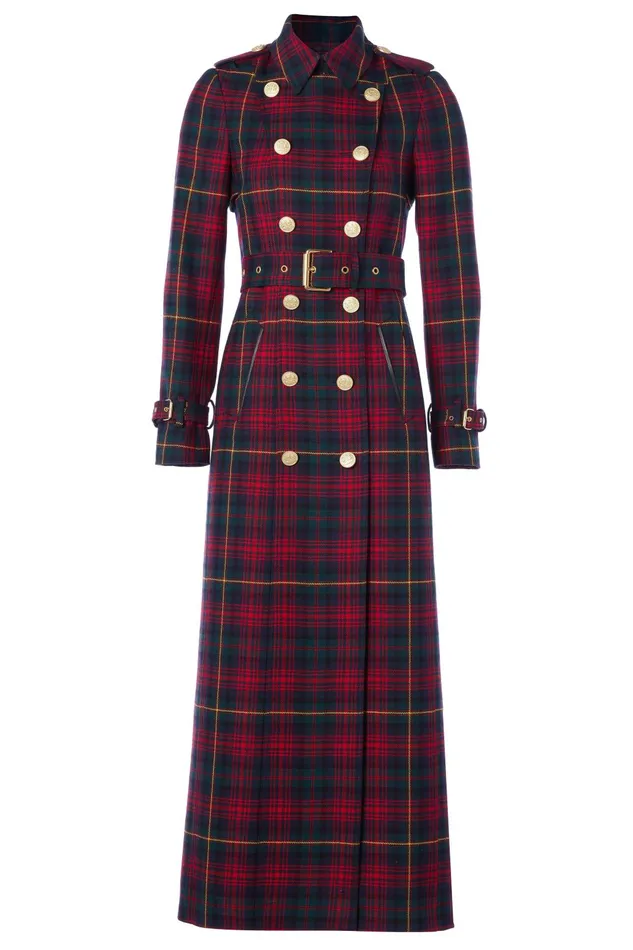 Holland Cooper Tailoring Women Full Length Marlborough Trench Coat Logan Tartan