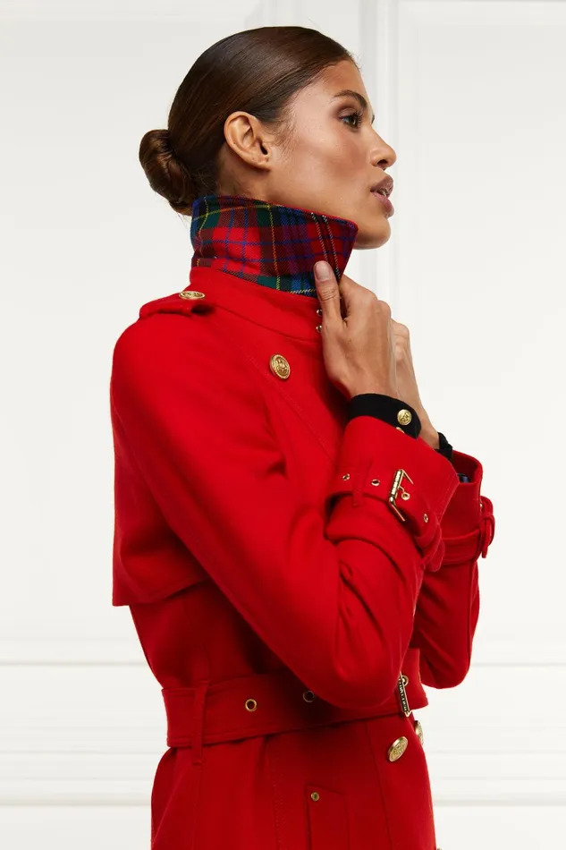 Holland Cooper Tailoring Women Full Length Marlborough Trench Coat Red Barathea