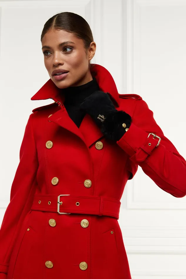 Holland Cooper Tailoring Women Full Length Marlborough Trench Coat Red Barathea