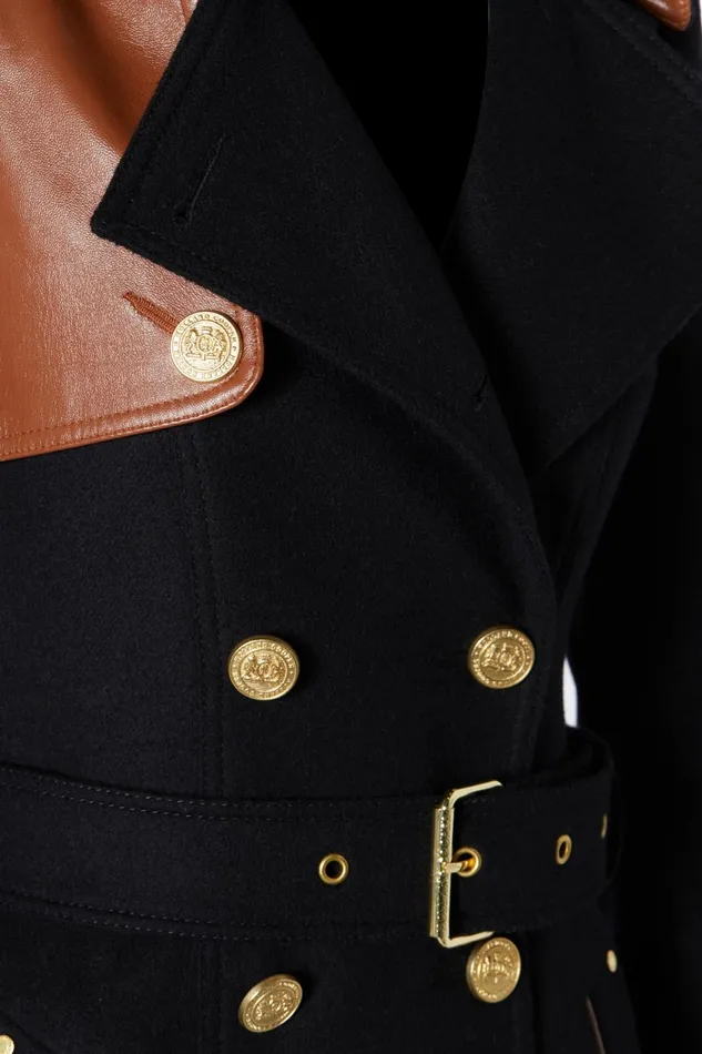 Holland Cooper Tailoring Women Full Length Marlborough Trench Coat Soft Black Tan