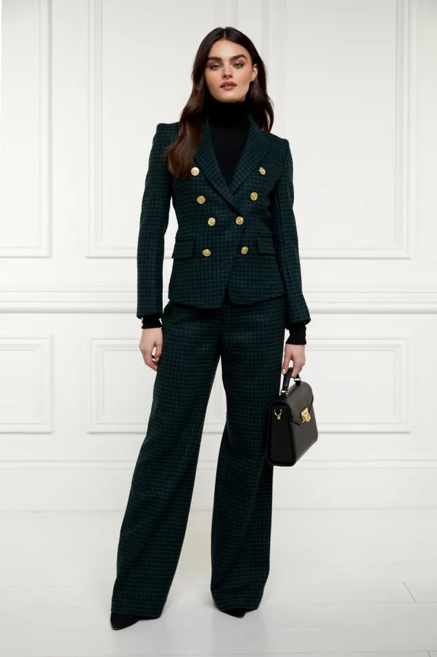 Holland Cooper Tailoring Women High Waisted Straight Trouser Emerald Houndstooth Holland Cooper Tailoring Women High Waisted Straight Trouser Emerald Houndstooth