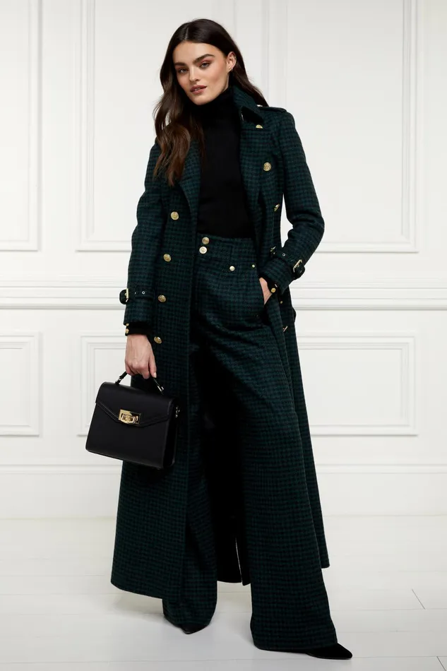 Holland Cooper Tailoring Women High Waisted Straight Trouser Emerald Houndstooth Holland Cooper Tailoring Women High Waisted Straight Trouser Emerald Houndstooth