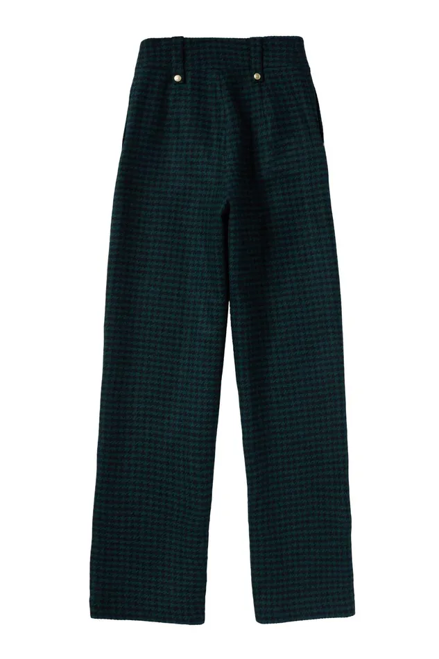 Holland Cooper Tailoring Women High Waisted Straight Trouser Emerald Houndstooth Holland Cooper Tailoring Women High Waisted Straight Trouser Emerald Houndstooth
