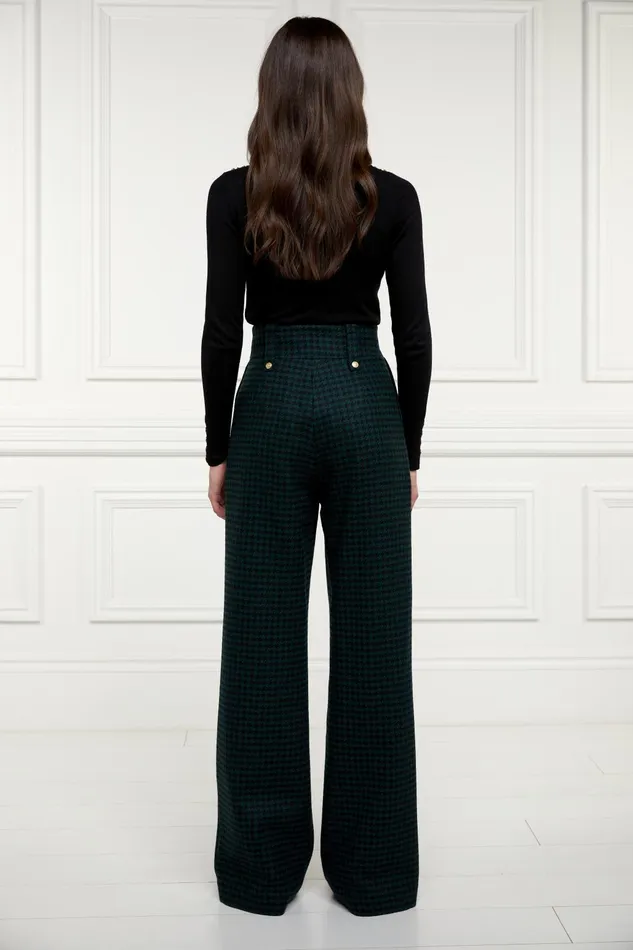Holland Cooper Tailoring Women High Waisted Straight Trouser Emerald Houndstooth Holland Cooper Tailoring Women High Waisted Straight Trouser Emerald Houndstooth
