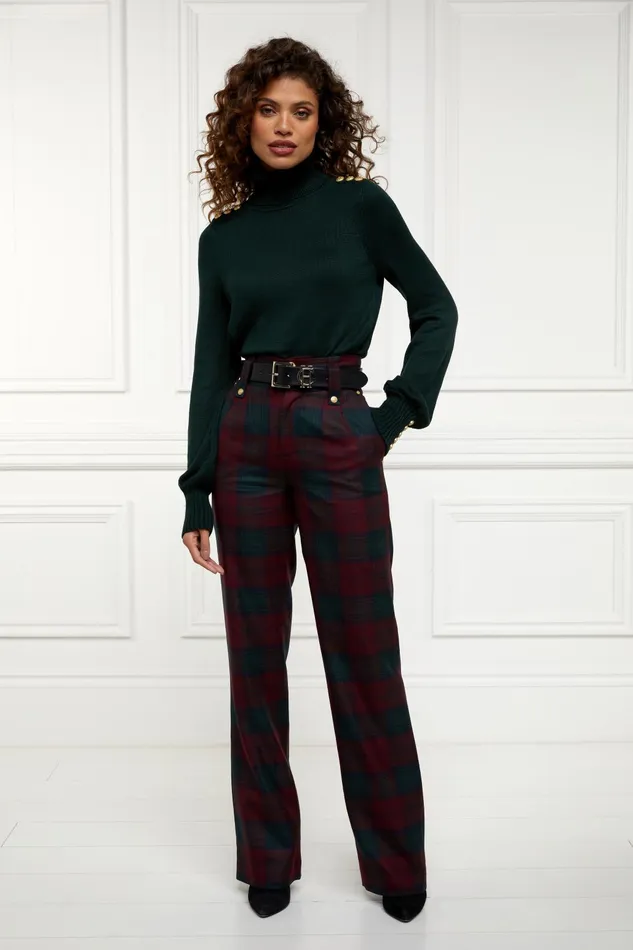 Holland Cooper Tailoring Women High Waisted Straight Trouser Mulberry Tartan Holland Cooper Tailoring Women High Waisted Straight Trouser Mulberry Tartan