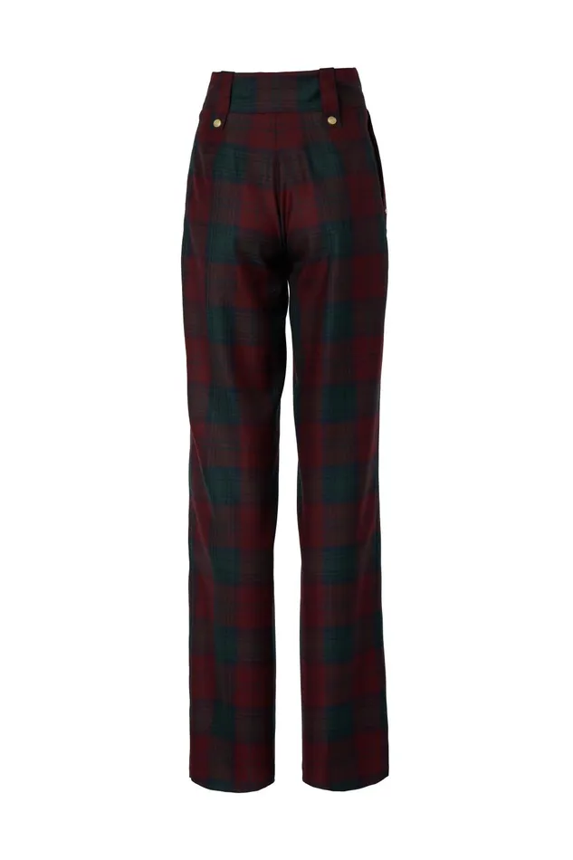 Holland Cooper Tailoring Women High Waisted Straight Trouser Mulberry Tartan Holland Cooper Tailoring Women High Waisted Straight Trouser Mulberry Tartan