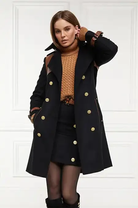 Holland Cooper Tailoring Women Knightsbridge Skirt Soft Black Tan Holland Cooper Tailoring Women Knightsbridge Skirt Soft Black Tan