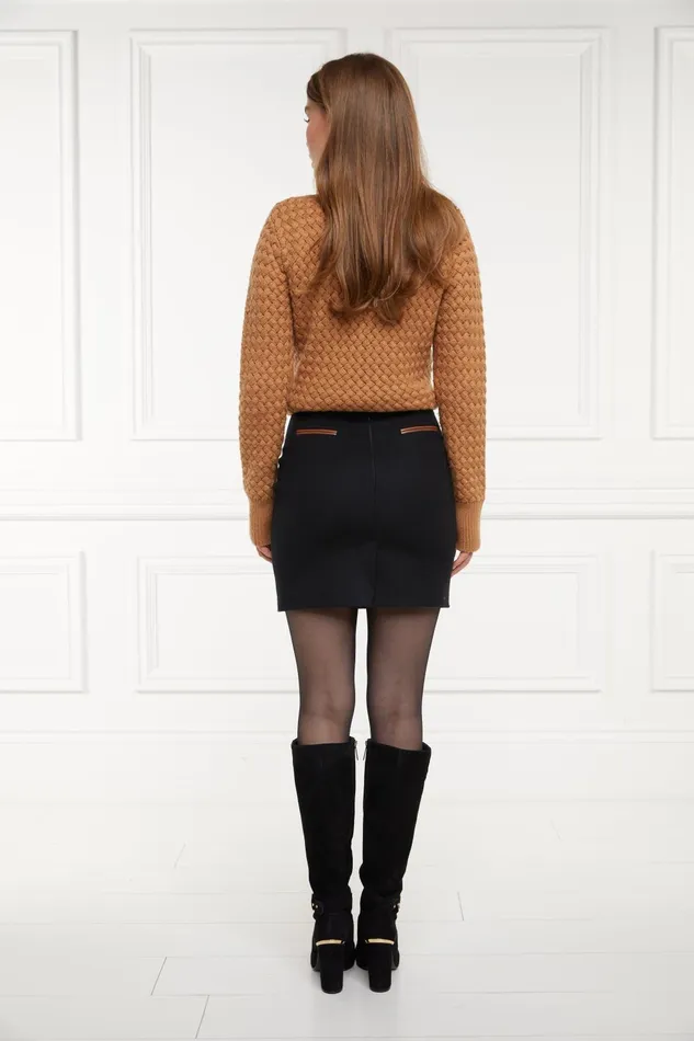 Holland Cooper Tailoring Women Knightsbridge Skirt Soft Black Tan Holland Cooper Tailoring Women Knightsbridge Skirt Soft Black Tan