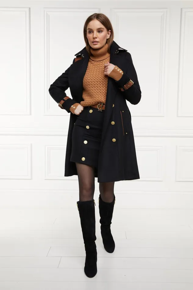 Holland Cooper Tailoring Women Knightsbridge Skirt Soft Black Tan Holland Cooper Tailoring Women Knightsbridge Skirt Soft Black Tan