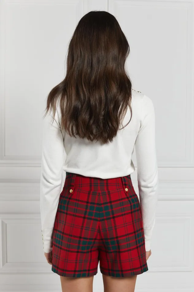 Holland Cooper Tailoring Women Luxe Tailored Short Red Tartan Holland Cooper Tailoring Women Luxe Tailored Short Red Tartan