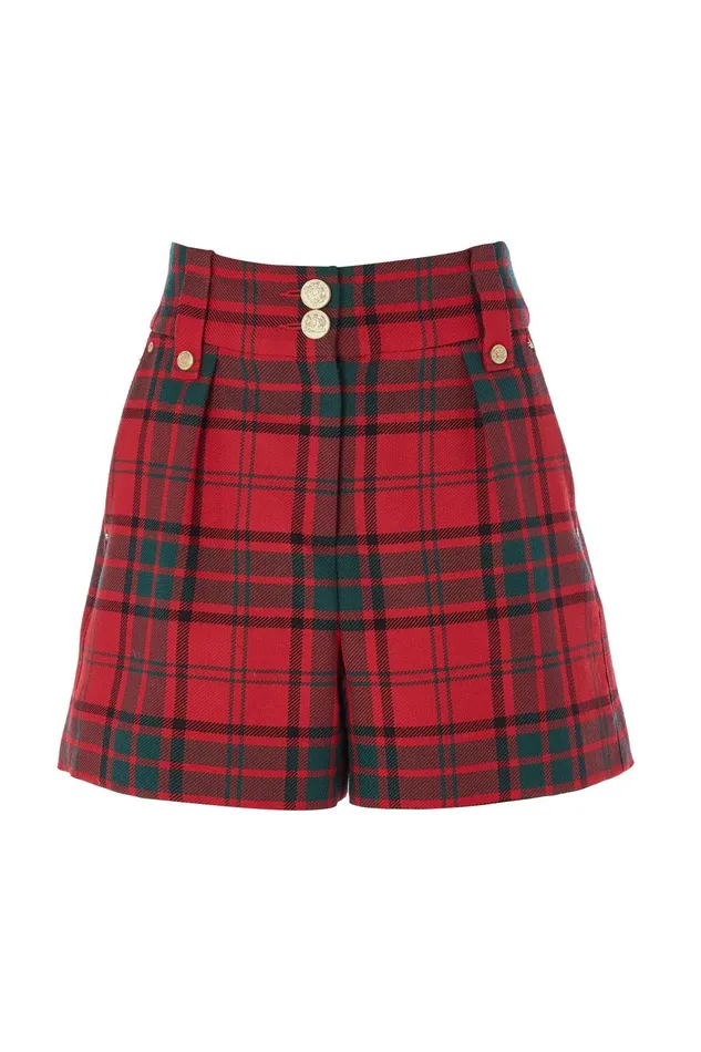 Holland Cooper Tailoring Women Luxe Tailored Short Red Tartan Holland Cooper Tailoring Women Luxe Tailored Short Red Tartan