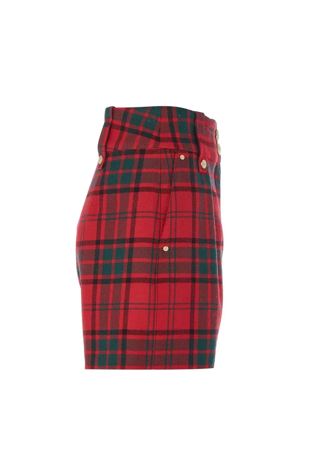 Holland Cooper Tailoring Women Luxe Tailored Short Red Tartan Holland Cooper Tailoring Women Luxe Tailored Short Red Tartan