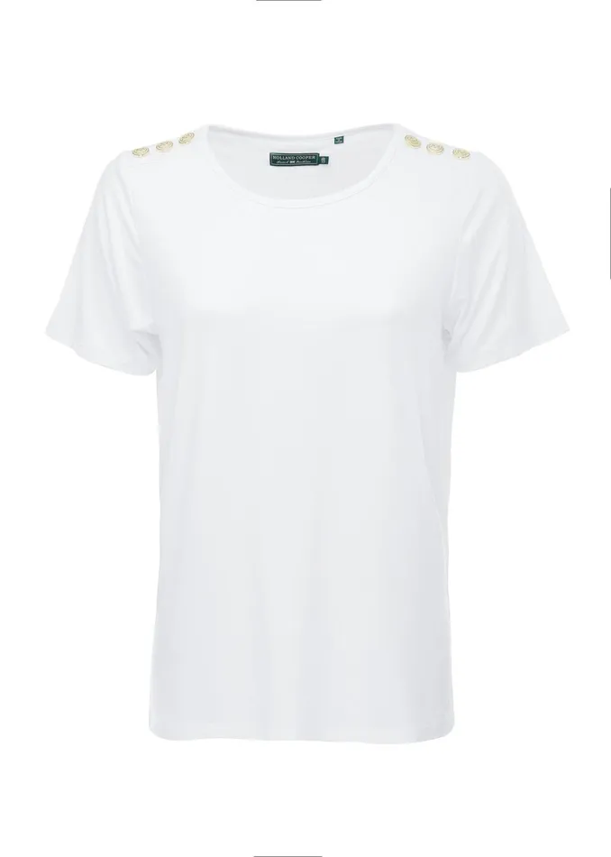 Holland Cooper Tees Women Relax Fit Crew Neck Tee White Holland Cooper Tees Women Relax Fit Crew Neck Tee White