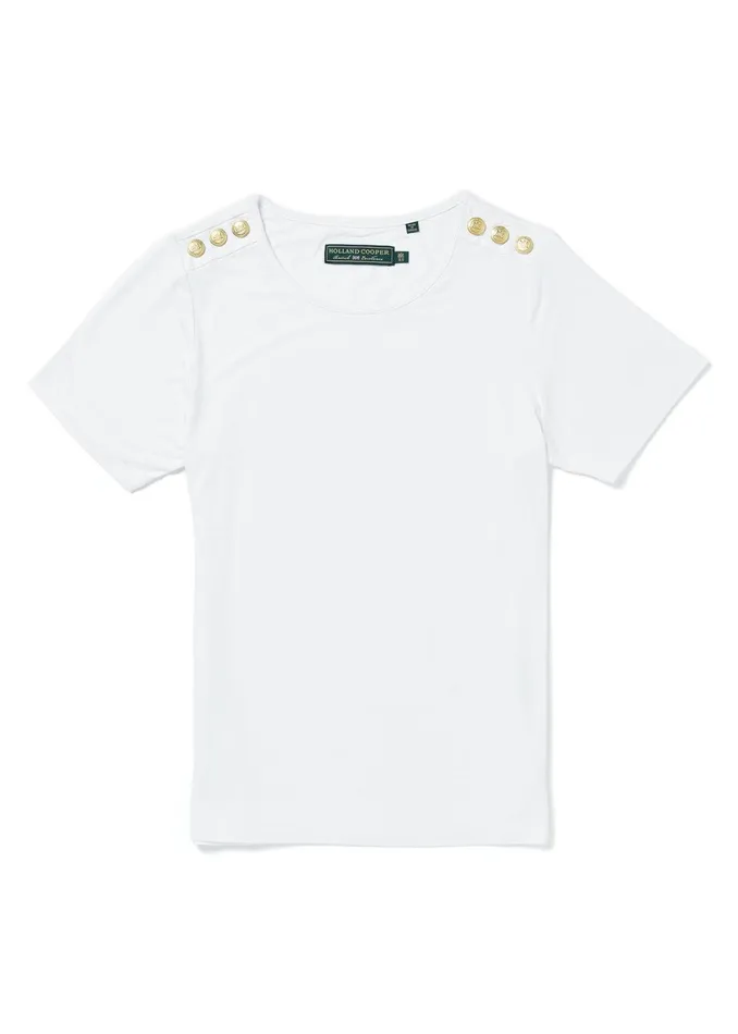 Holland Cooper Tees Women Relax Fit Crew Neck Tee White Holland Cooper Tees Women Relax Fit Crew Neck Tee White
