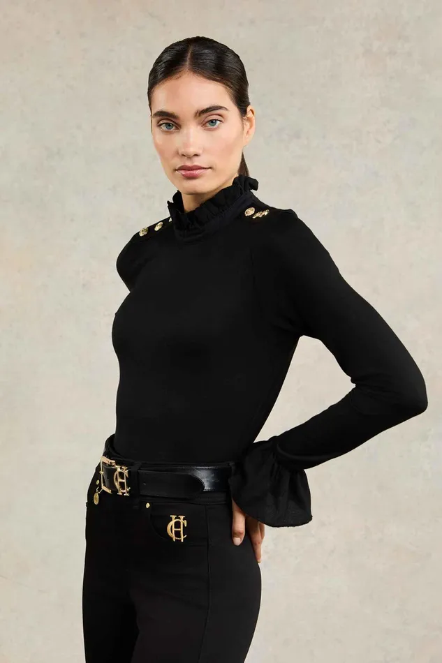 Holland Cooper Tops Women Lilibet Jersey Tee Black Holland Cooper Tops Women Lilibet Jersey Tee Black