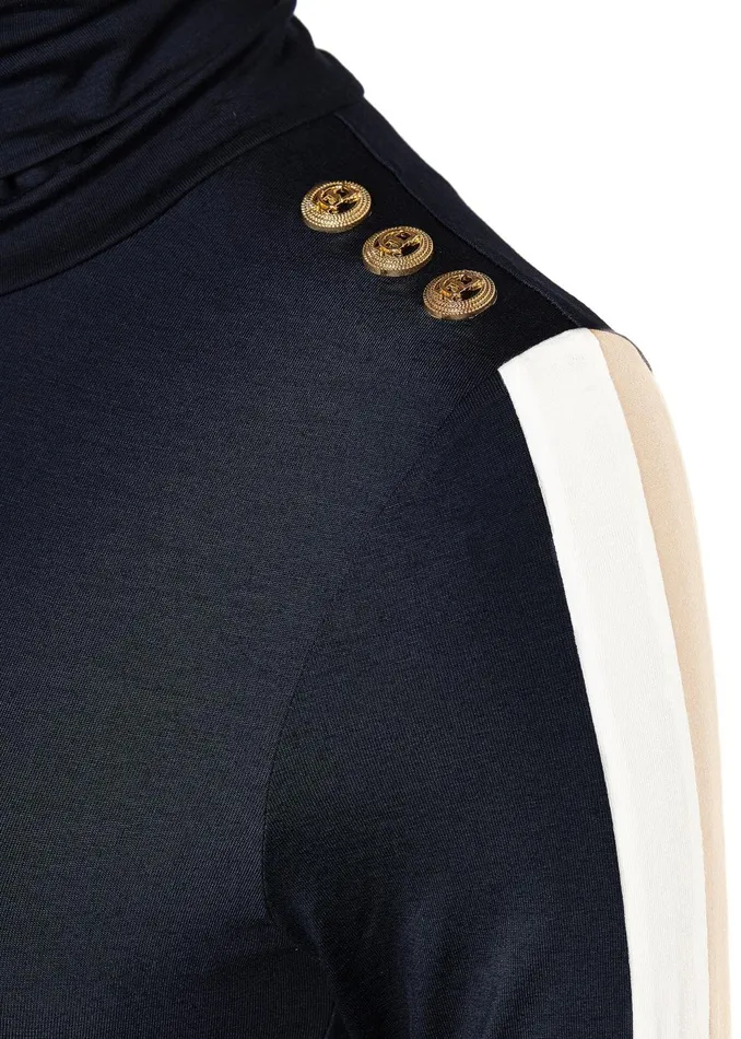 Holland Cooper Tops Women Panel Long Sleeve Roll Neck Navy Ecru Holland Cooper Tops Women Panel Long Sleeve Roll Neck Navy Ecru