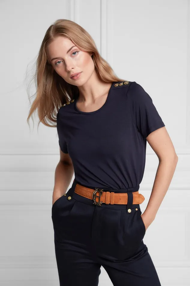 Holland Cooper Tops Women Relax Fit Crew Neck Tee Ink Navy