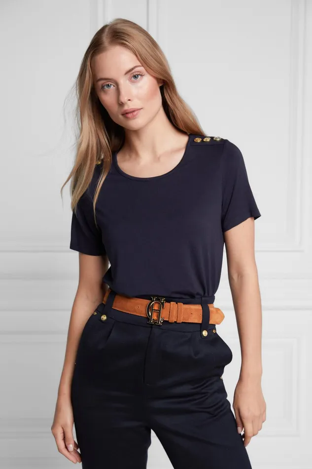 Holland Cooper Tops Women Relax Fit Crew Neck Tee Ink Navy Holland Cooper Tops Women Relax Fit Crew Neck Tee Ink Navy