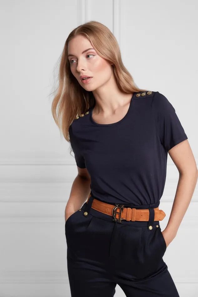 Holland Cooper Tops Women Relax Fit Crew Neck Tee Ink Navy Holland Cooper Tops Women Relax Fit Crew Neck Tee Ink Navy