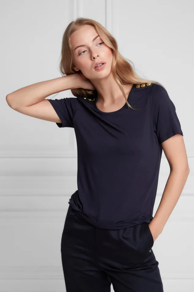 Holland Cooper Tops Women Relax Fit Crew Neck Tee Ink Navy Holland Cooper Tops Women Relax Fit Crew Neck Tee Ink Navy