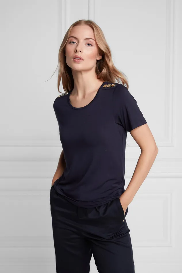Holland Cooper Tops Women Relax Fit Crew Neck Tee Ink Navy Holland Cooper Tops Women Relax Fit Crew Neck Tee Ink Navy