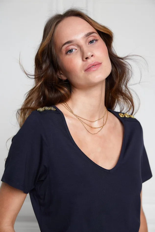 Holland Cooper Tops Women Relax Fit VNeck Tee Navy Holland Cooper Tops Women Relax Fit VNeck Tee Navy