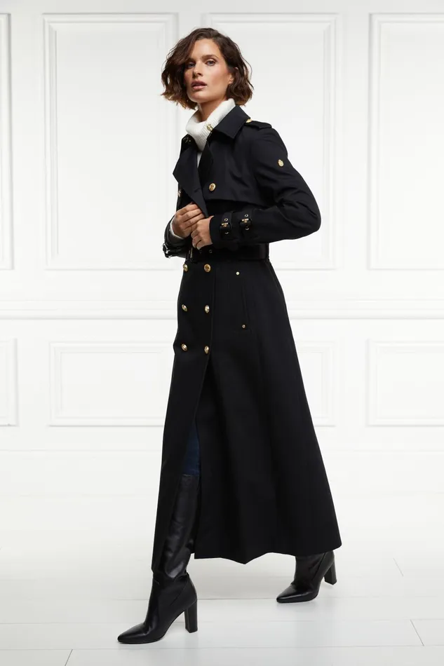 Holland Cooper Trench Coats Women Gatcombe Full Length Trench Coat Black