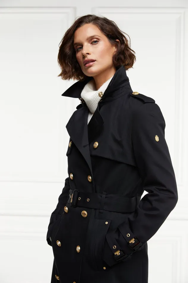 Holland Cooper Trench Coats Women Gatcombe Full Length Trench Coat Black