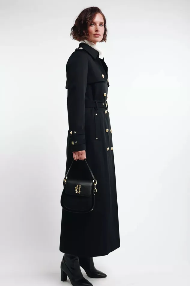 Holland Cooper Trench Coats Women Gatcombe Full Length Trench Coat Black