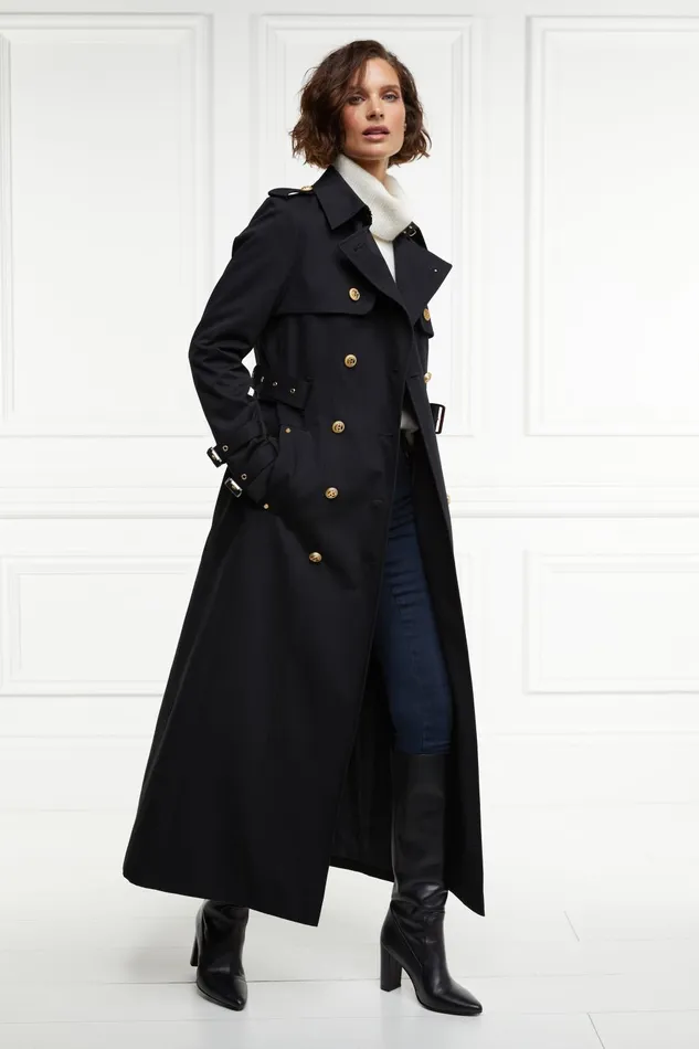 Holland Cooper Trench Coats Women Gatcombe Full Length Trench Coat Black