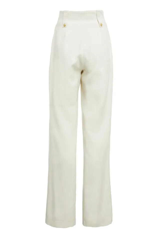Holland Cooper Trousers Women High Waisted Straight Trouser Ivory Holland Cooper Trousers Women High Waisted Straight Trouser Ivory