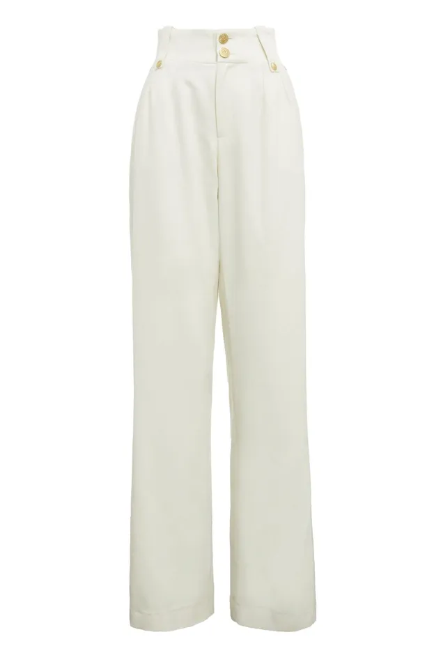 Holland Cooper Trousers Women High Waisted Straight Trouser Ivory Holland Cooper Trousers Women High Waisted Straight Trouser Ivory