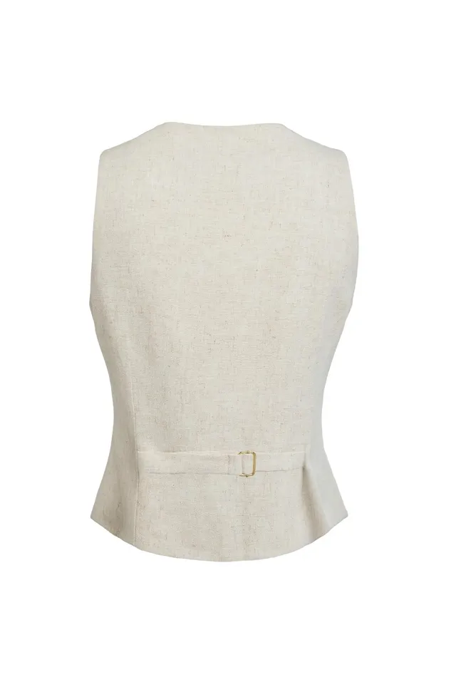 Holland Cooper Waistcoats Women Hampton Waistcoat Natural Linen Holland Cooper Waistcoats Women Hampton Waistcoat Natural Linen