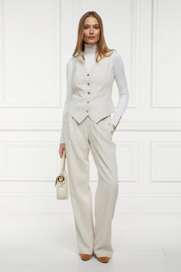 Holland Cooper Waistcoats Women Hampton Waistcoat Natural Linen Holland Cooper Waistcoats Women Hampton Waistcoat Natural Linen