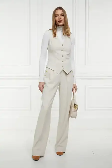 Holland Cooper Waistcoats Women Hampton Waistcoat Natural Linen Holland Cooper Waistcoats Women Hampton Waistcoat Natural Linen